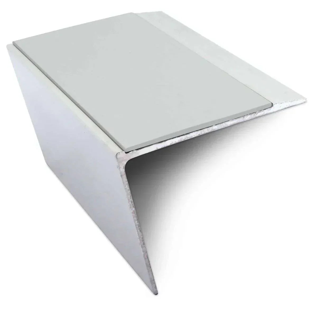 NSL26 Aluminium DDA Compliant Stair Nosing 67 x 55mm with Anti-Slip PVC Insert Ice Grey