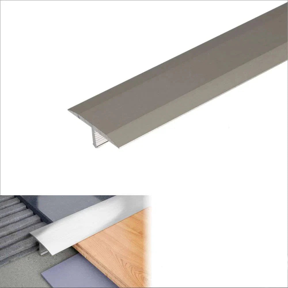 A54 13mm Anodised Aluminium T-Bar Threshold Strip for Tile Joins Inox