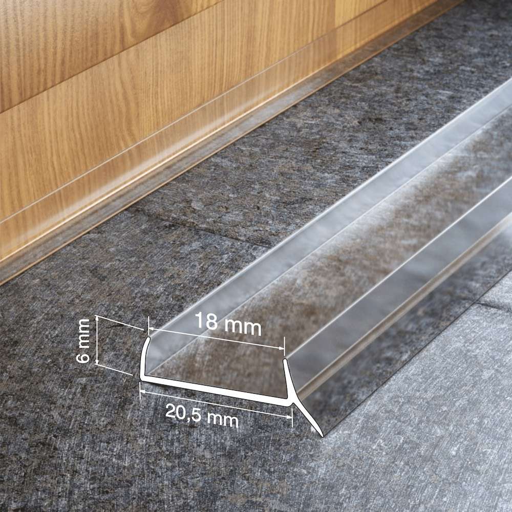 18mm PVC Kitchen Plinth Seal Strip – Waterproof Cabinet Base Trim Transparent