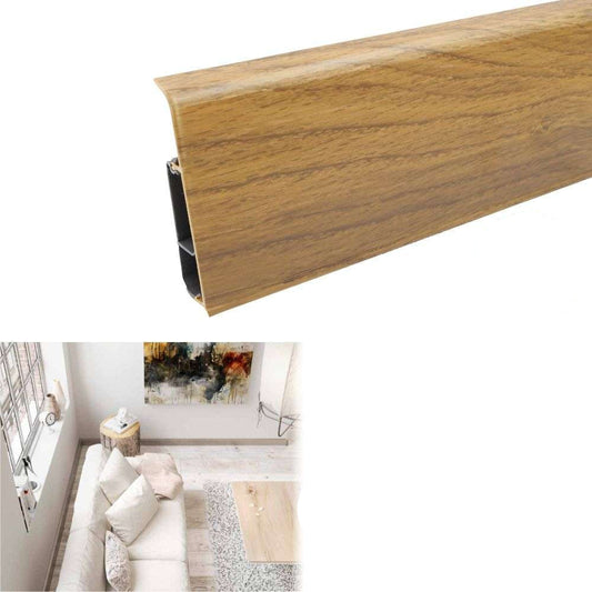 Lima 72mm PVC Skirting Board With Cable Management System Walnut