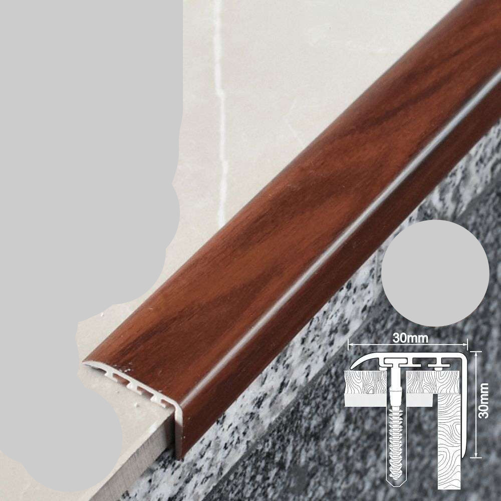 D-K0200 PVC Wood Effect Stair Nosing Edge Trim – 30 x 30mm UPVC Step Edge Protector Mahogany 7e