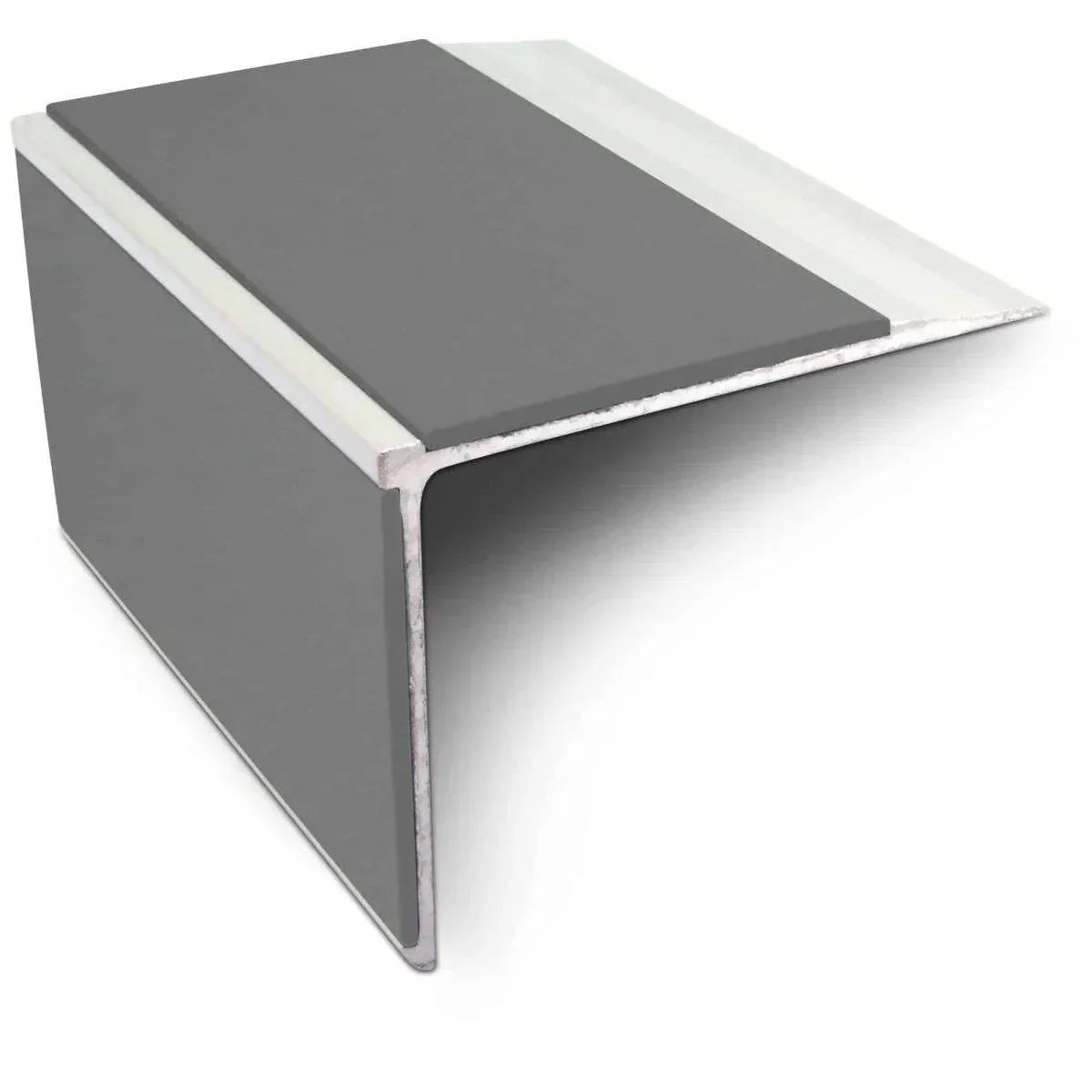 NSL27 DDA Compliant Aluminium Stair Nosing 75x58mm – Non Slip Edge Trim with PVC Insert Midnight Grey