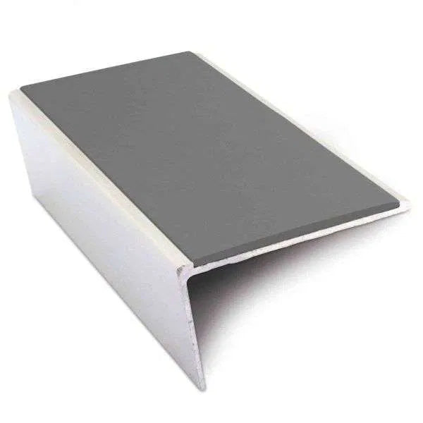 NSL02 57 x 32mm Aluminium Non Slip Stair Nosing Rakeback Edge Trim With Pvc Insert Midnight Grey
