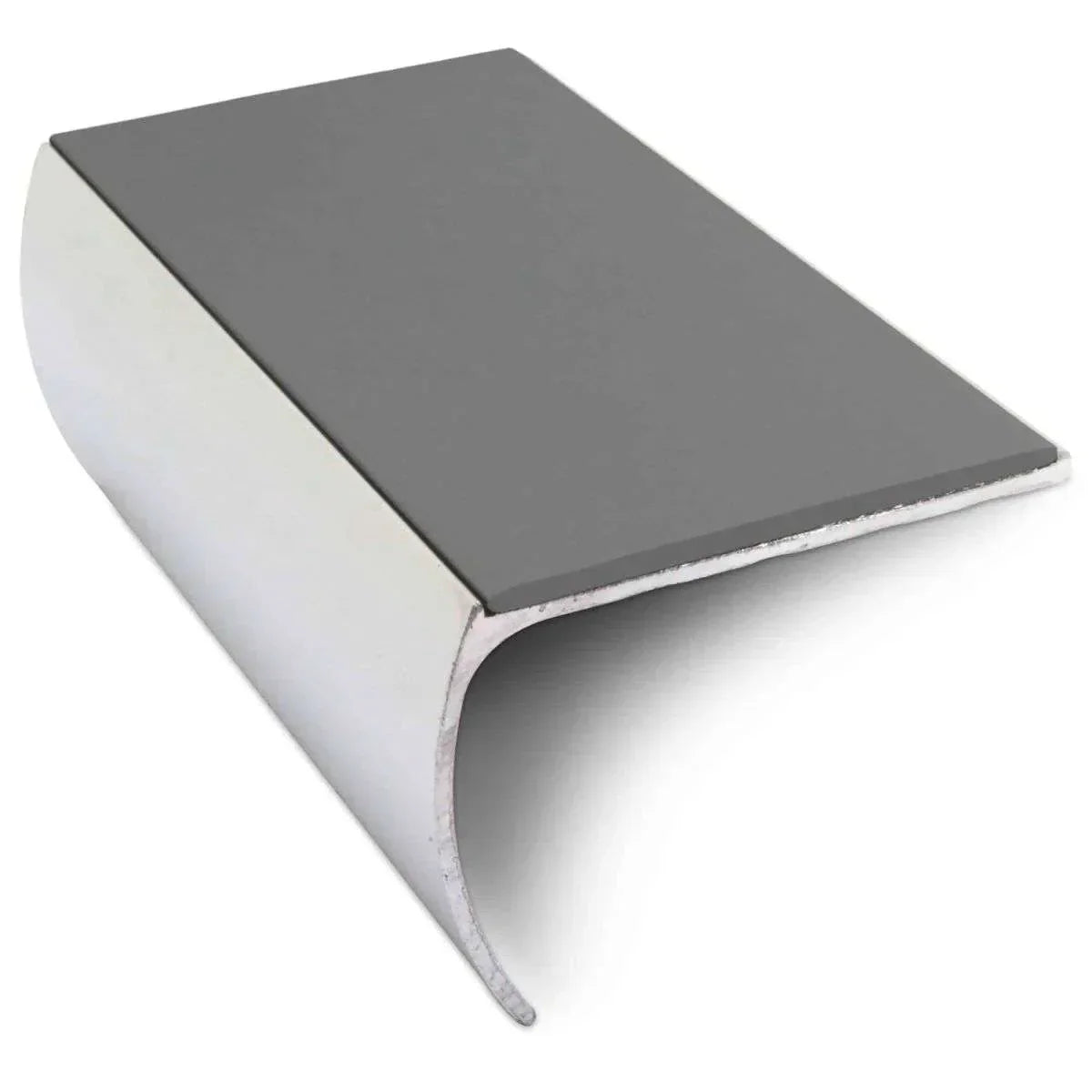 NSL03 57 x 40mm Aluminium Non Slip Stair Nosing Bullnose Edge Trim With Pvc Insert Midnight Grey
