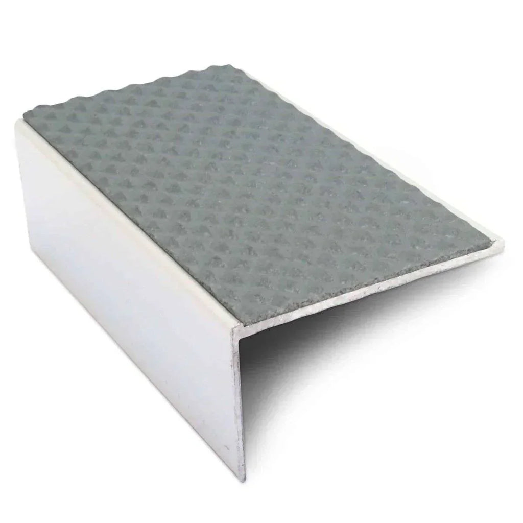 NSL01 56x32mm Aluminium Stair Edge Protector with Non-Slip PVC Insert Dolphin Grey Tredsafe