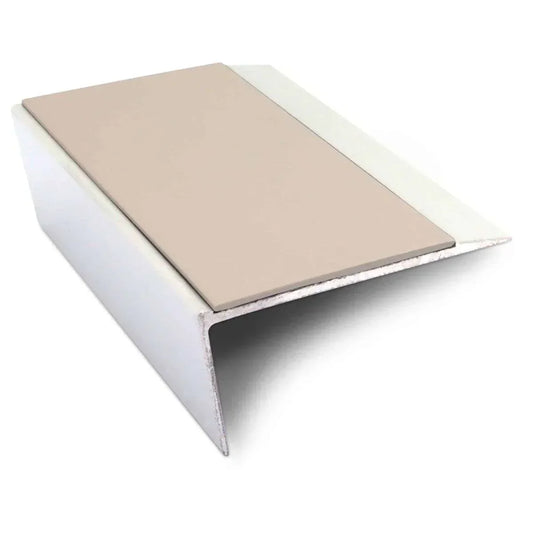 NSL16 66 x 32mm Aluminium Rakeback Stair Nosing with PVC Anti-Slip Insert Beige