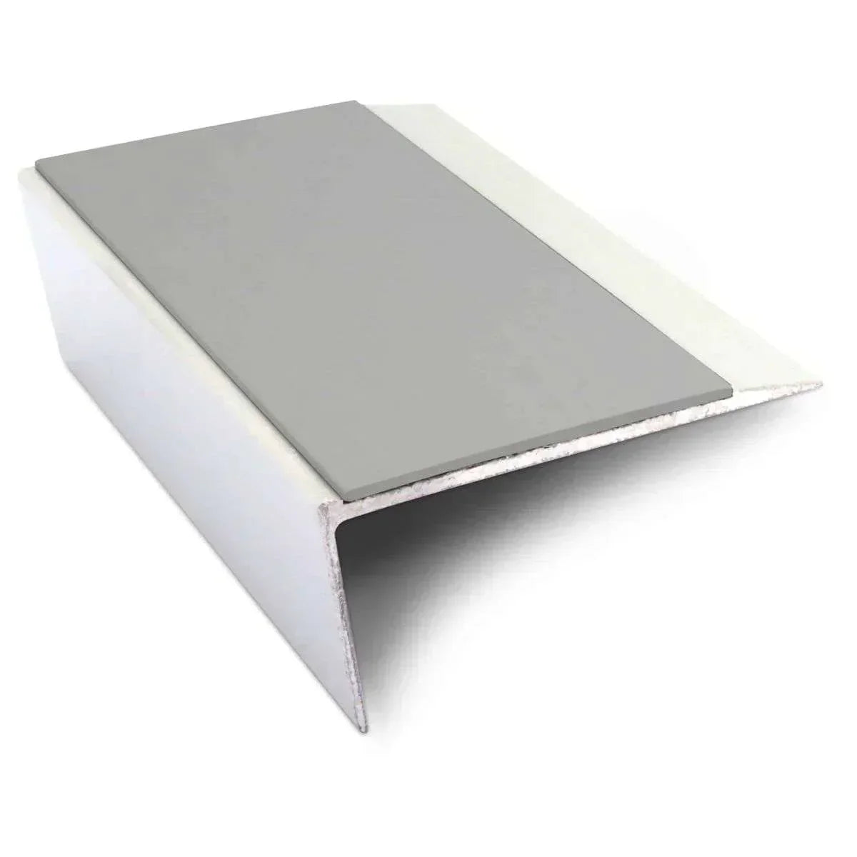 NSL16 66 x 32mm Aluminium Rakeback Stair Nosing with PVC Anti-Slip Insert Dolphin Grey