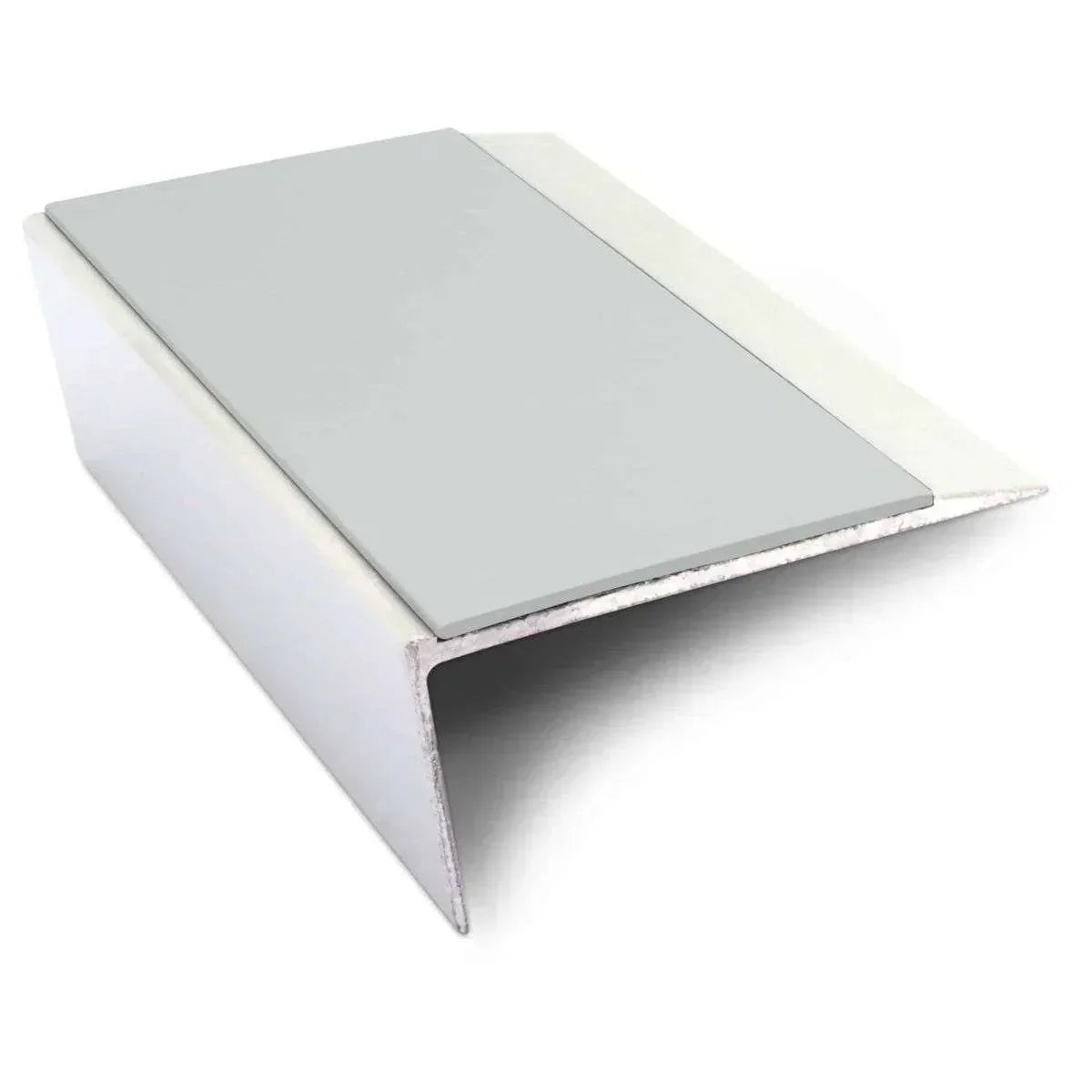 NSL16 66 x 32mm Aluminium Rakeback Stair Nosing with PVC Anti-Slip Insert Ice Grey