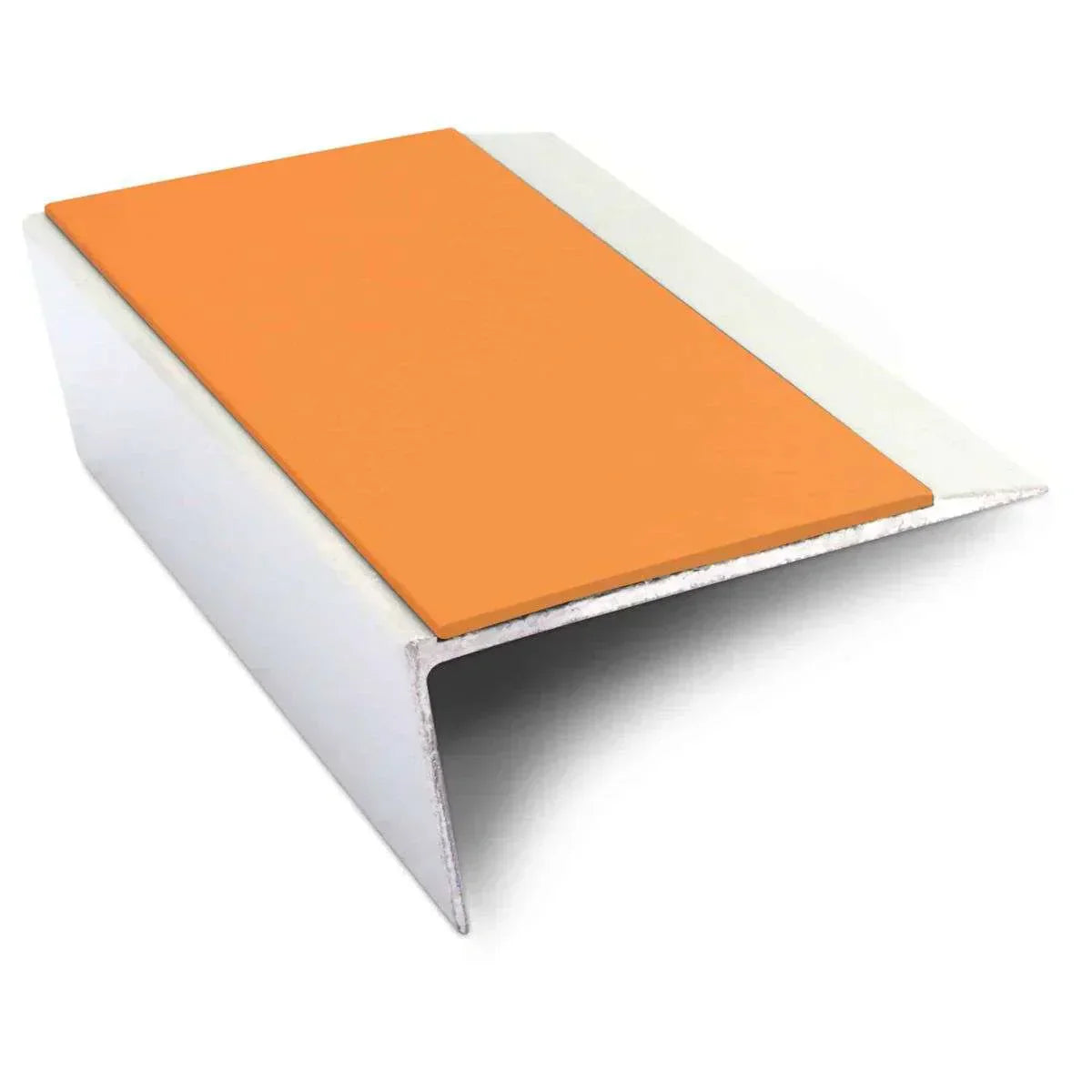 NSL16 66 x 32mm Aluminium Rakeback Stair Nosing with PVC Anti-Slip Insert Tangerine