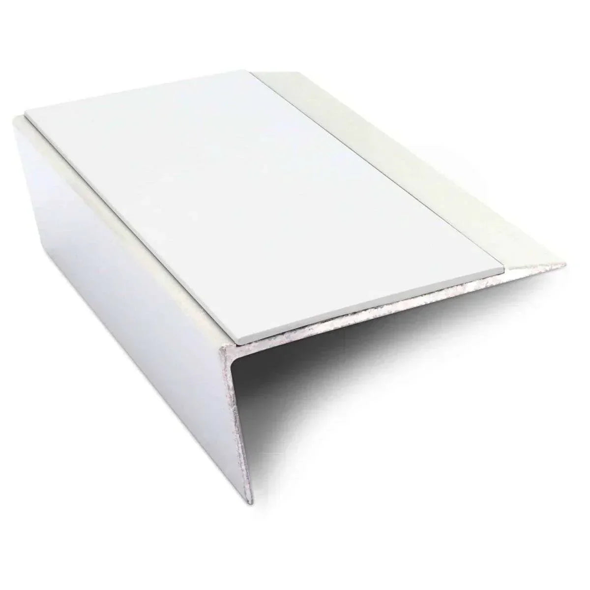 NSL16 66 x 32mm Aluminium Rakeback Stair Nosing with PVC Anti-Slip Insert White