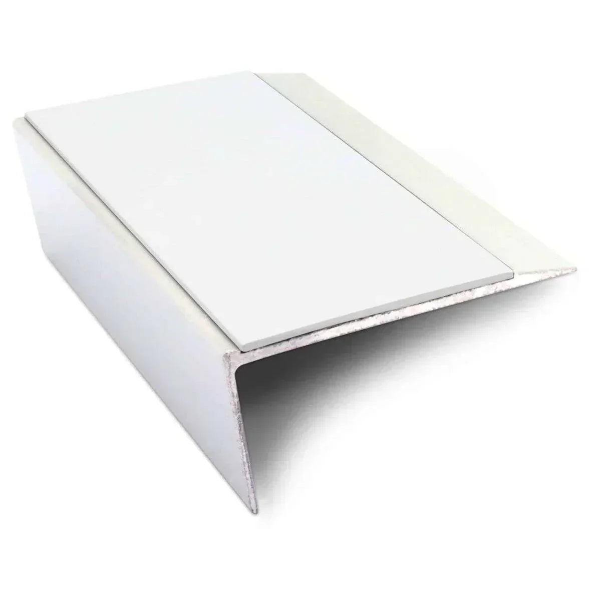 NSL16 66 x 32mm Aluminium Rakeback Stair Nosing with PVC Anti-Slip Insert White