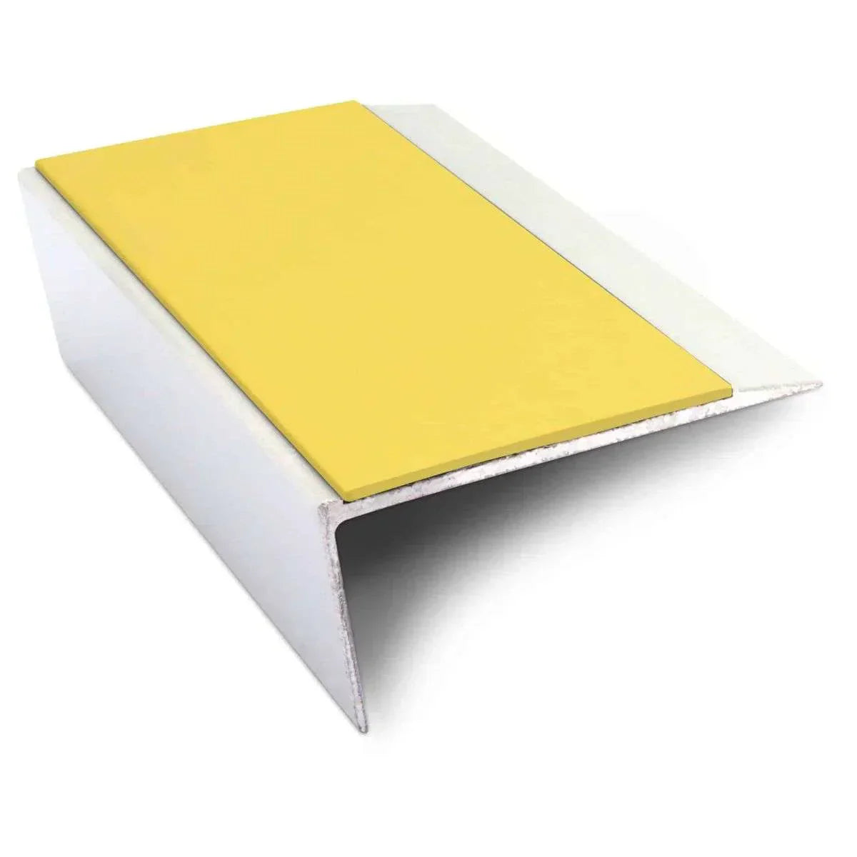NSL16 66 x 32mm Aluminium Rakeback Stair Nosing with PVC Anti-Slip Insert Yellow
