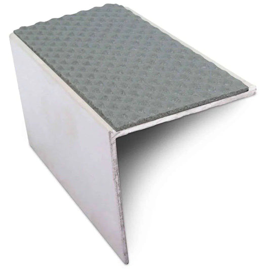 NSL19 Tredsafe 56 x 55mm DDA Compliant Aluminium Non Slip Stair Nosing Edge Trim With Pvc Insert Dolphin Grey Tredsafe