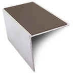NSL19 Tredsafe 56 x 55mm DDA-Compliant Aluminium Stair Nosing with PVC Insert Brown Genesis