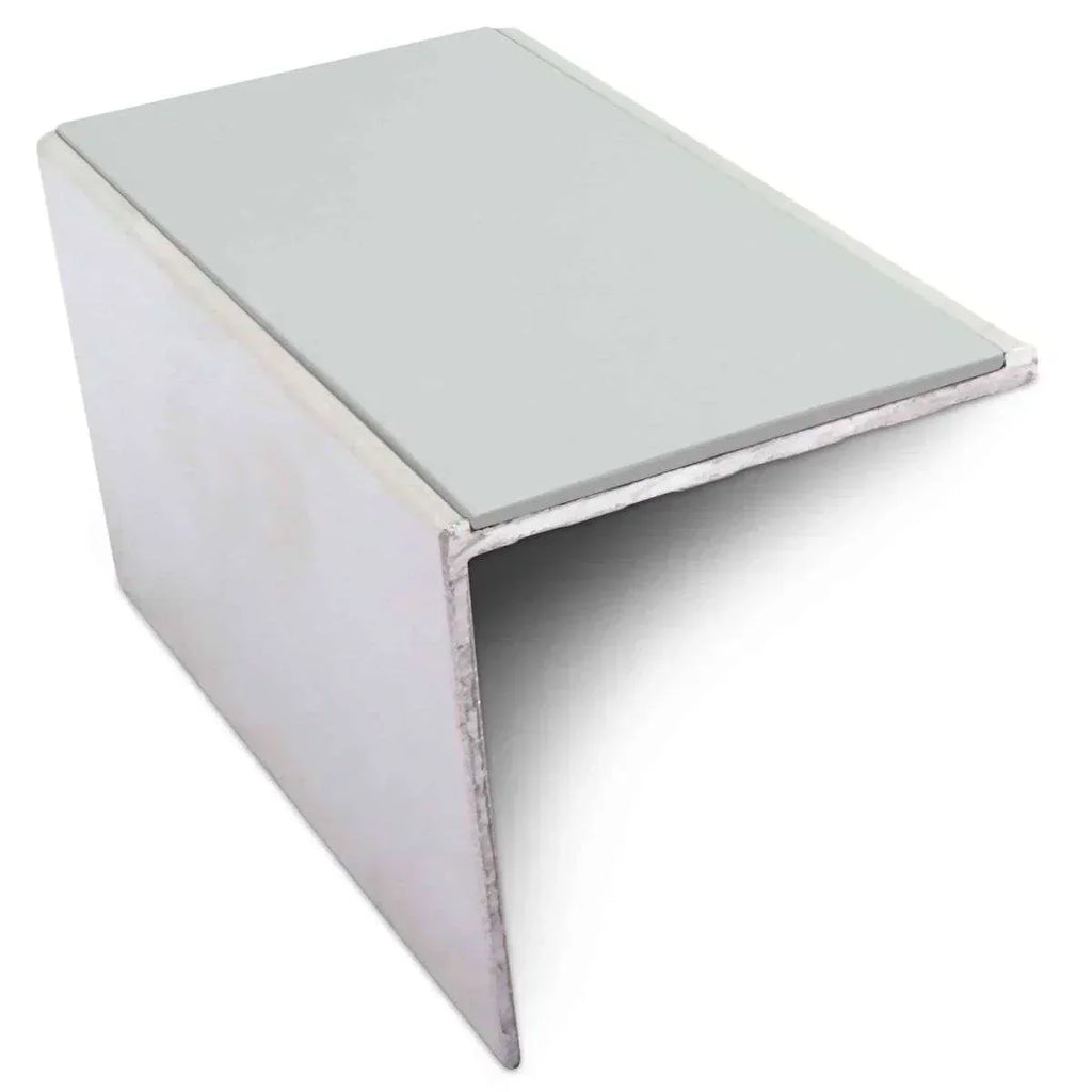 NSL19 Tredsafe 56 x 55mm DDA-Compliant Aluminium Stair Nosing with PVC Insert Ice Grey Genesis