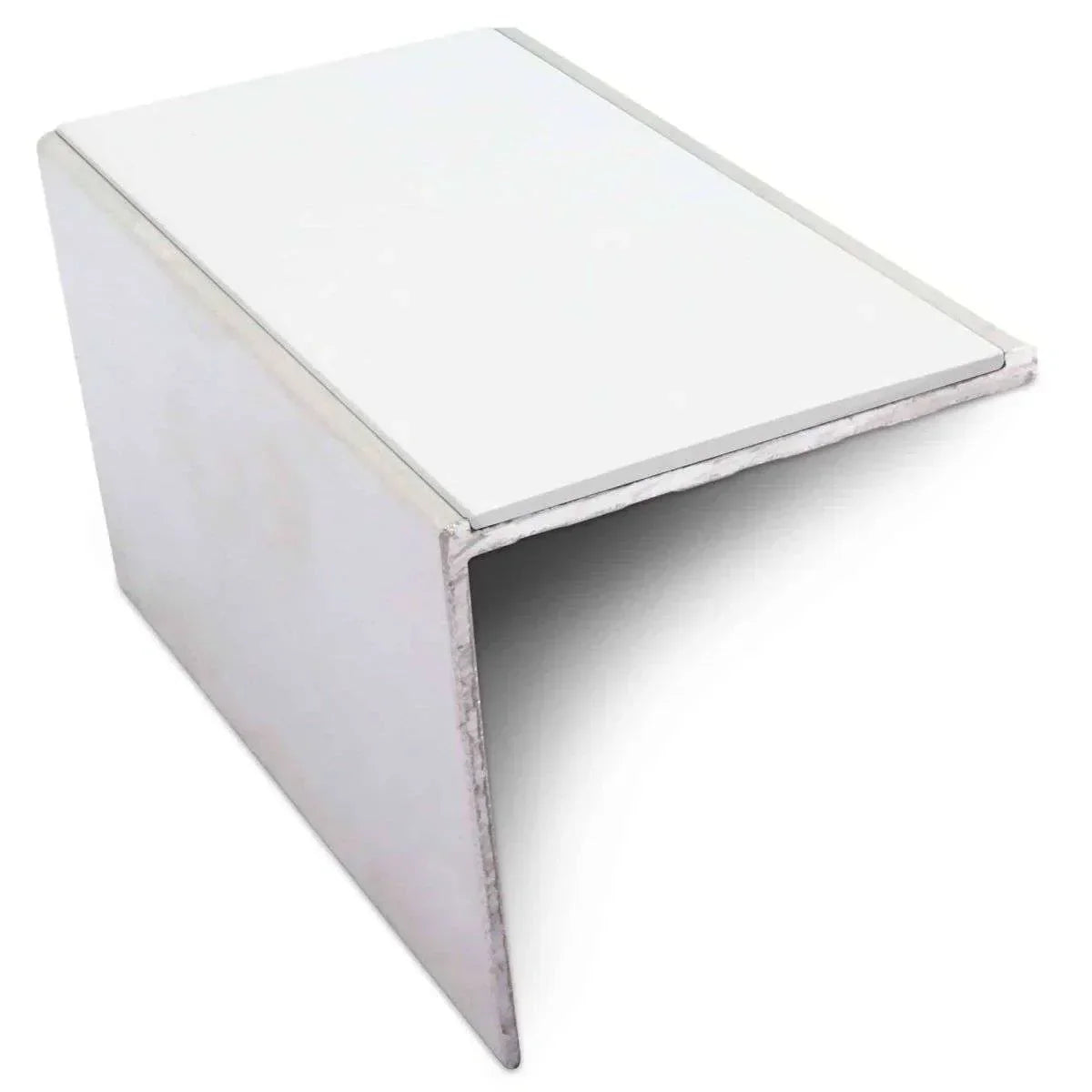 NSL19 Tredsafe 56 x 55mm DDA-Compliant Aluminium Stair Nosing with PVC Insert White Genesis