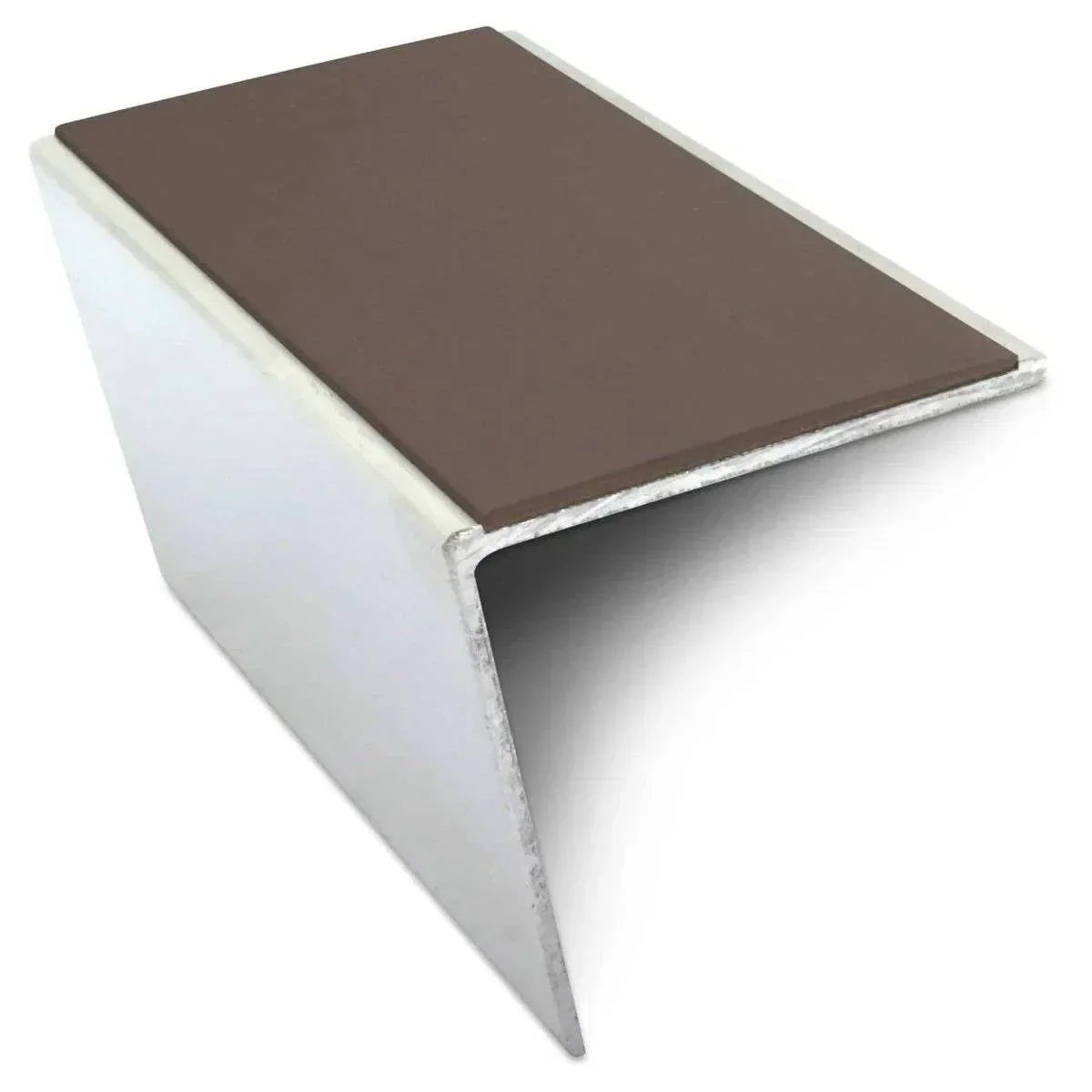NSL20 57 x 55mm Aluminium Stair Nosing – DDA-Compliant with PVC Safety Insert Brown