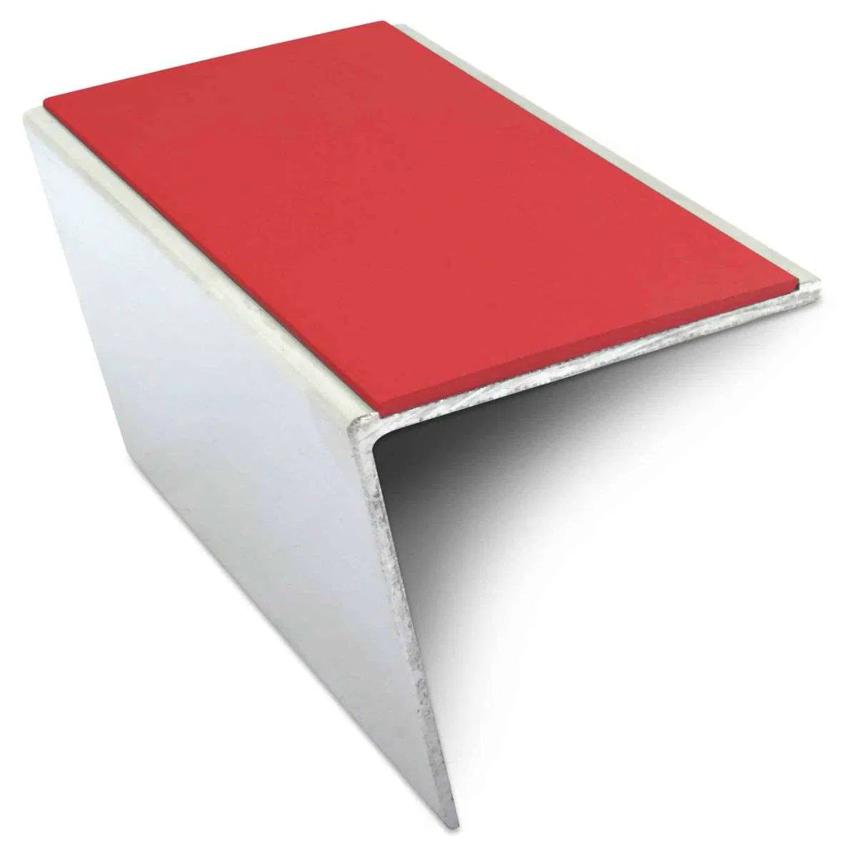 NSL20 57 x 55mm Aluminium Stair Nosing – DDA-Compliant with PVC Safety Insert Red