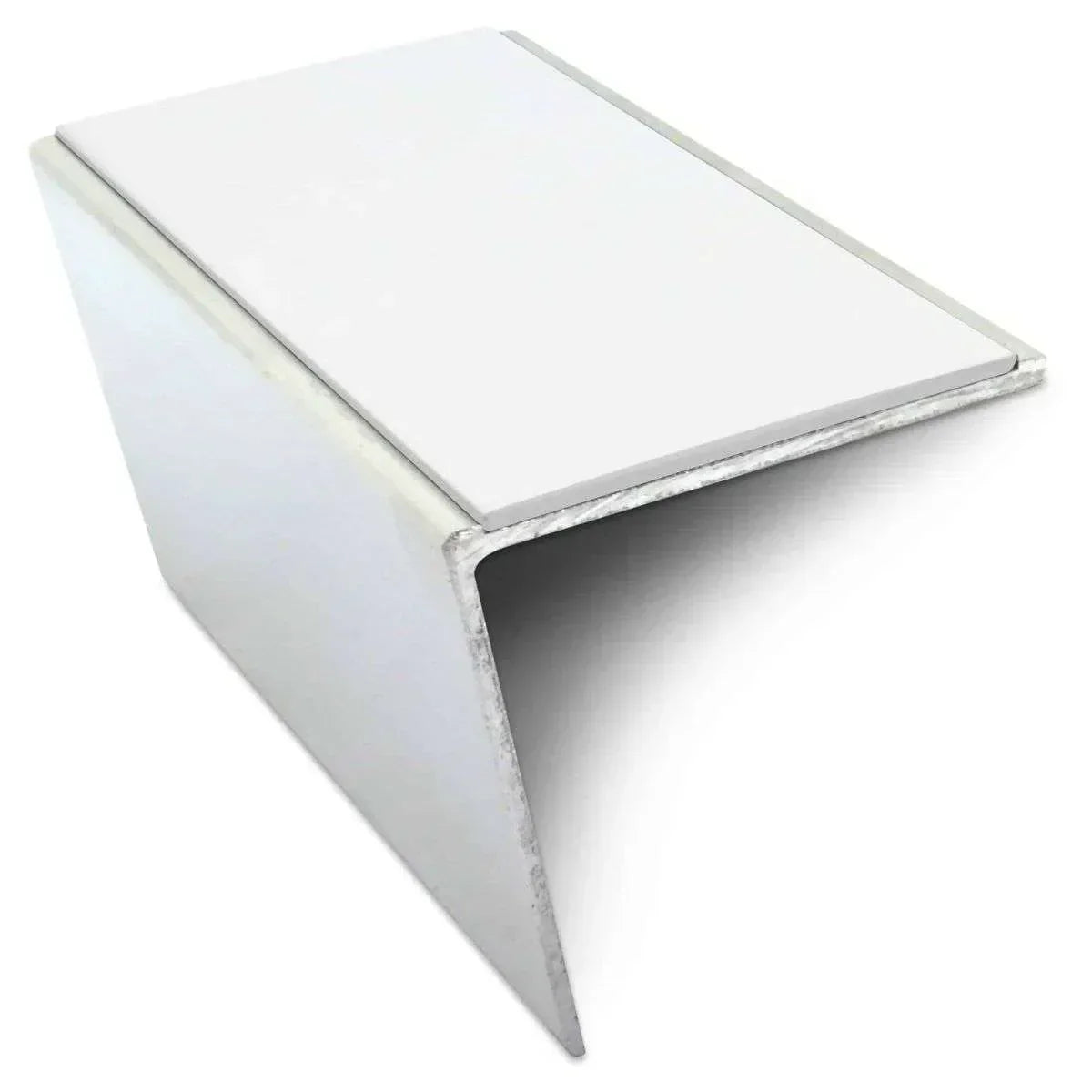 NSL20 57 x 55mm Aluminium Stair Nosing – DDA-Compliant with PVC Safety Insert White