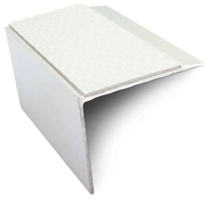 NSL21 Tredsafe 67 x 55mm DDA Compliant Aluminium Non Slip Stair Nosing Edge Trim With Pvc Insert White Tredsafe