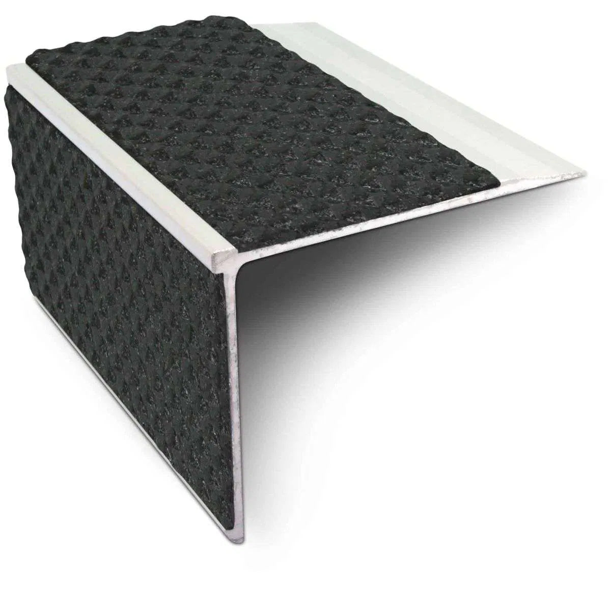 NSL27 75 x 58mm Aluminium DDA-Compliant Stair Nosing with PVC Grip Insert Black Tredsafe