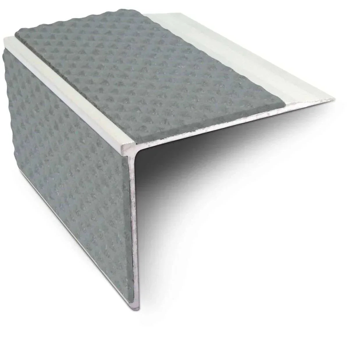 NSL27 75 x 58mm Aluminium DDA-Compliant Stair Nosing with PVC Grip Insert Dolphin Grey Tredsafe