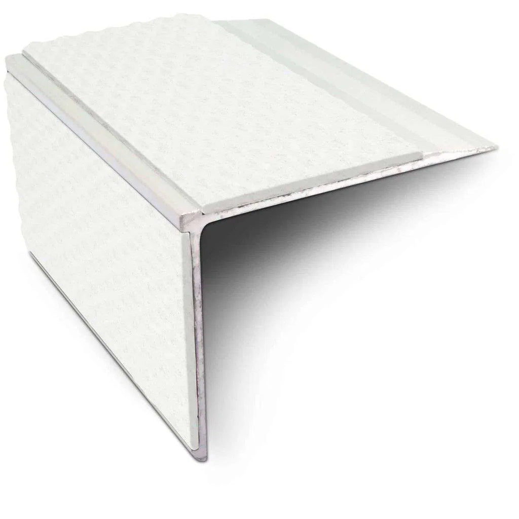 NSL27 75 x 58mm Aluminium DDA-Compliant Stair Nosing with PVC Grip Insert White Tredsafe