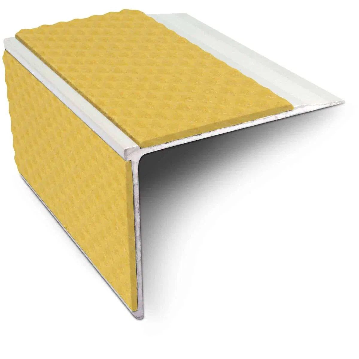NSL27 75 x 58mm Aluminium DDA-Compliant Stair Nosing with PVC Grip Insert Yellow Tredsafe