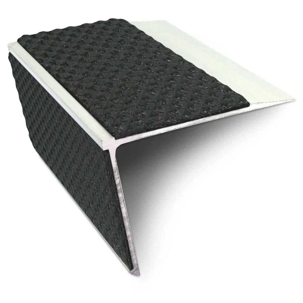 NSL28 75 x 58mm DDA-Compliant Aluminium Stair Nosing with PVC Anti-Slip Insert Black Tredsafe