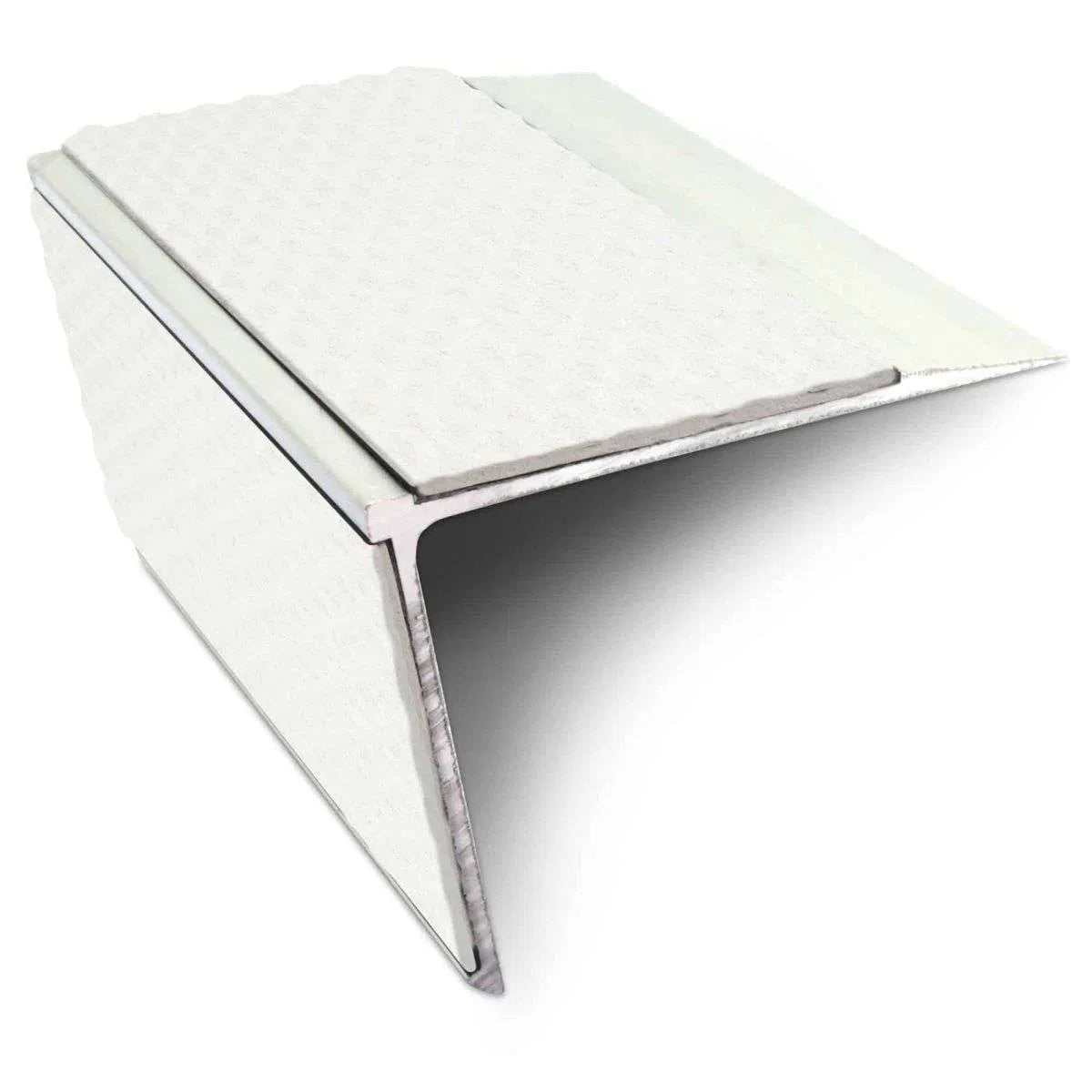 NSL28 75 x 58mm DDA-Compliant Aluminium Stair Nosing with PVC Anti-Slip Insert White Tredsafe