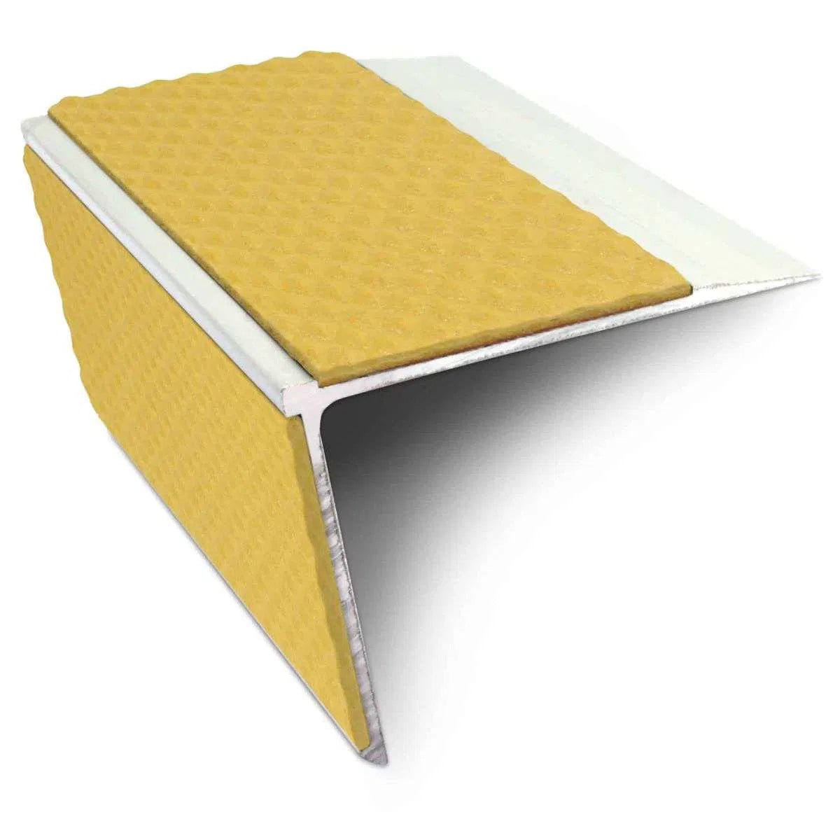 NSL28 75 x 58mm DDA-Compliant Aluminium Stair Nosing with PVC Anti-Slip Insert Yellow Tredsafe