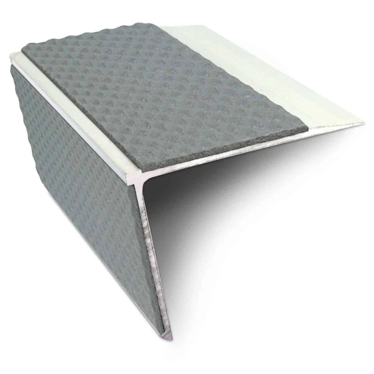 NSL28 75 x 58mm DDA-Compliant Aluminium Stair Nosing with PVC Anti-Slip Insert Dolphin Grey Tredsafe