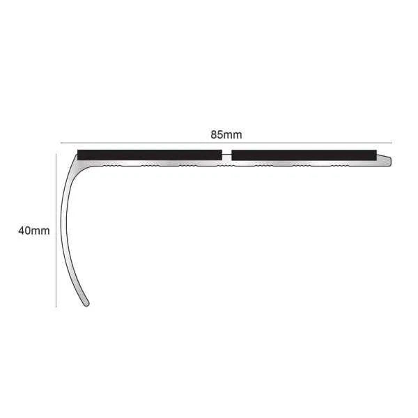 NSL29 Aluminium Anti-Slip Stair Nosing 87x40mm – Heavy-Duty Edge Trim with PVC Insert