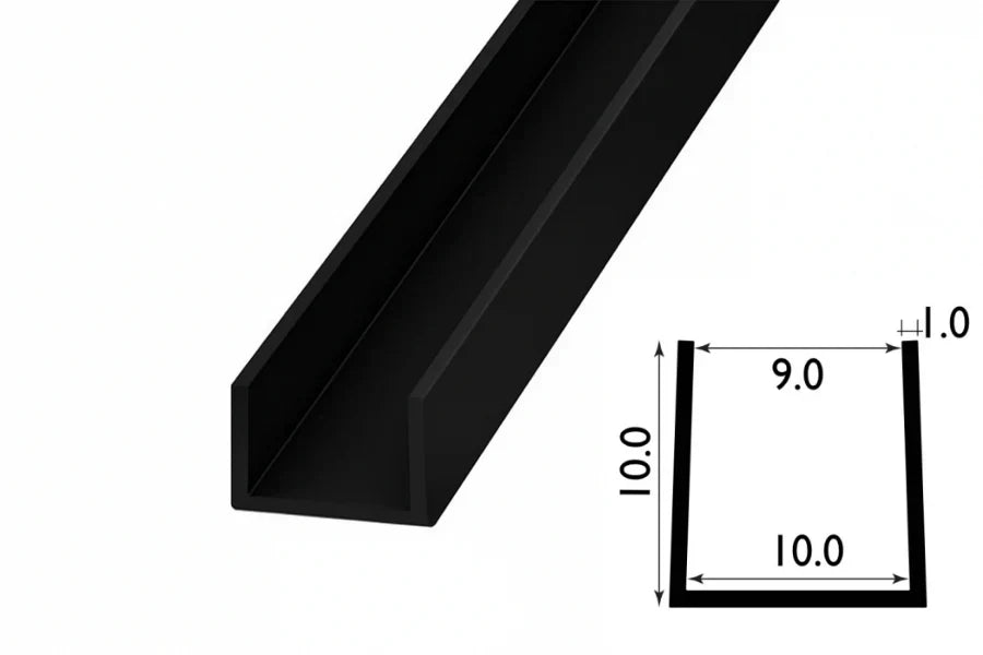 PVC U Channel Black & White Rigid Plastic TW Profile Edge Trim