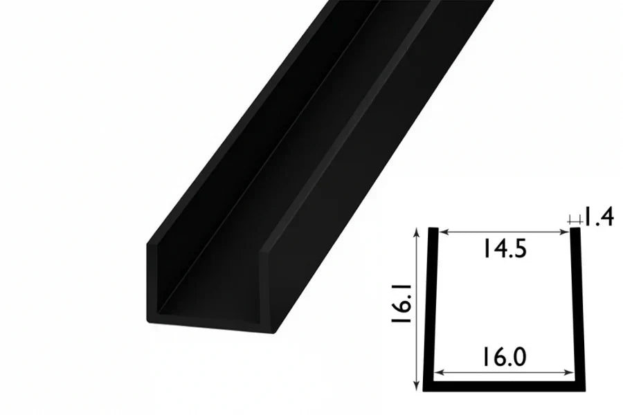 PVC U Channel Black & White Rigid Plastic TW Profile Edge Trim