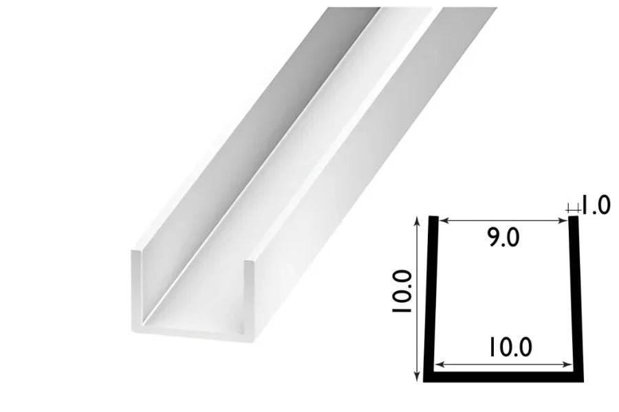 PVC U Channel Black & White Rigid Plastic TW Profile Edge Trim
