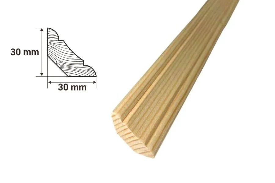 Pine Wood Smooth & Grooved Trim Moulding Strip Scotia Beading