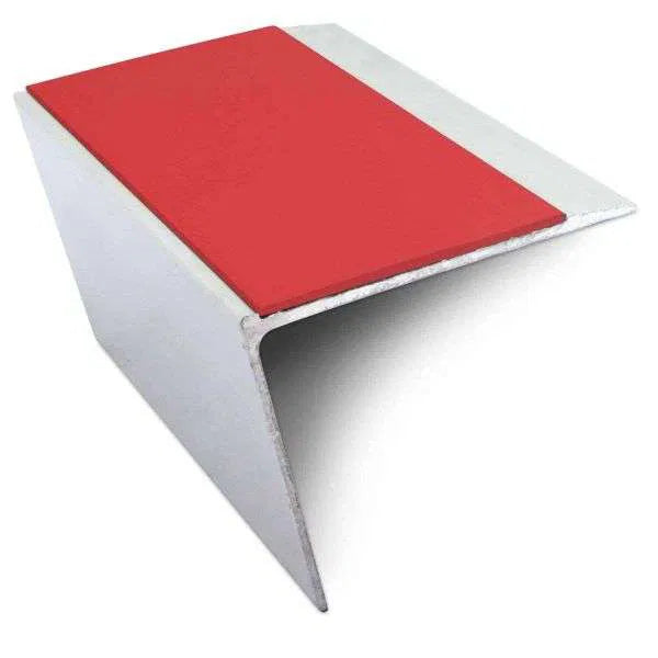 NSL26 Aluminium DDA Compliant Stair Nosing 67 x 55mm with Anti-Slip PVC Insert Red
