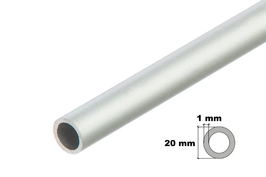 Round Tube Pipe Natural Aluminium 1 M / 39.37" Length