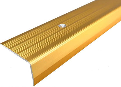 S05 40x 25mm Anodised Aluminium Non Slip Ribbed Treads Stair Nosing Edge Trim Gold