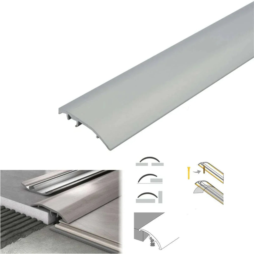 S16 Aluminium Door Bar floor Trim Threshold Cover Strip T bar Adjustable Silver
