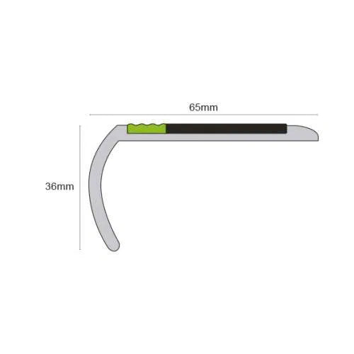 ASB 65 x 36mm Non Slip Tredsafe Aluminator Slimline PVC Stair Nosing