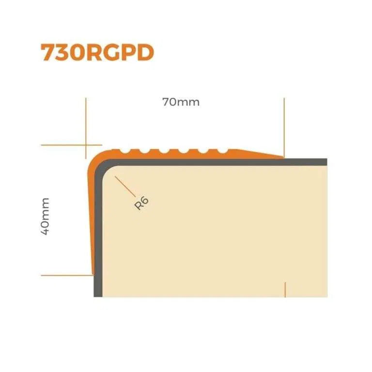 Non-Slip PVC Flexible Stair Nosing 730-RGPD ( 70mm x 40mm )