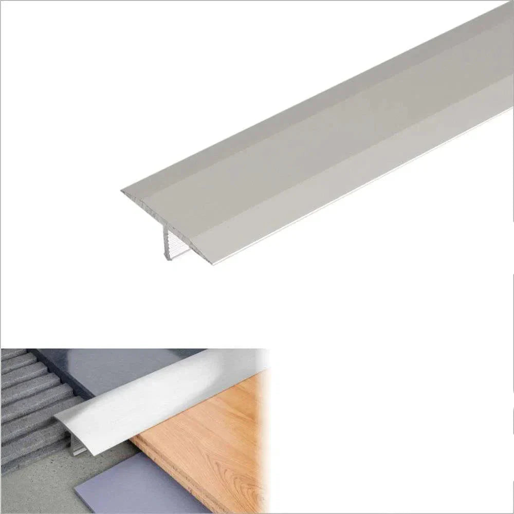 A54 13mm Anodised Aluminium T-Bar Threshold Strip for Tile Joins Silver