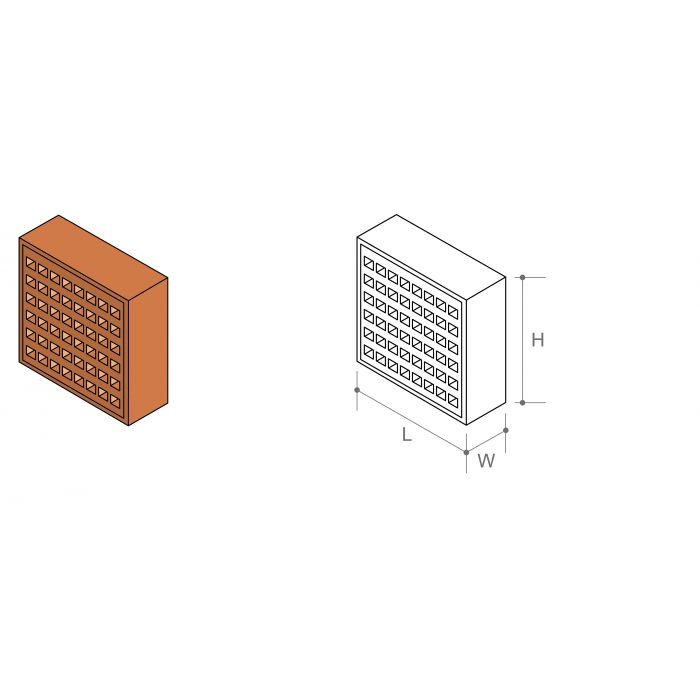 Square Air Brick with Holes No.352 - 215 x 215mm - Buff
