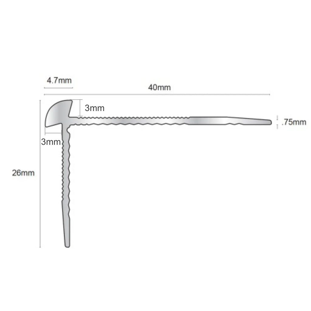 TVC 40 x 26mm Anodised Aluminium LVT Stair nosing Edge Profile For 3mm Flooring