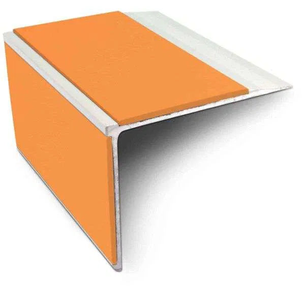 NSL27 DDA Compliant Aluminium Stair Nosing 75x58mm – Non Slip Edge Trim with PVC Insert Tangerine