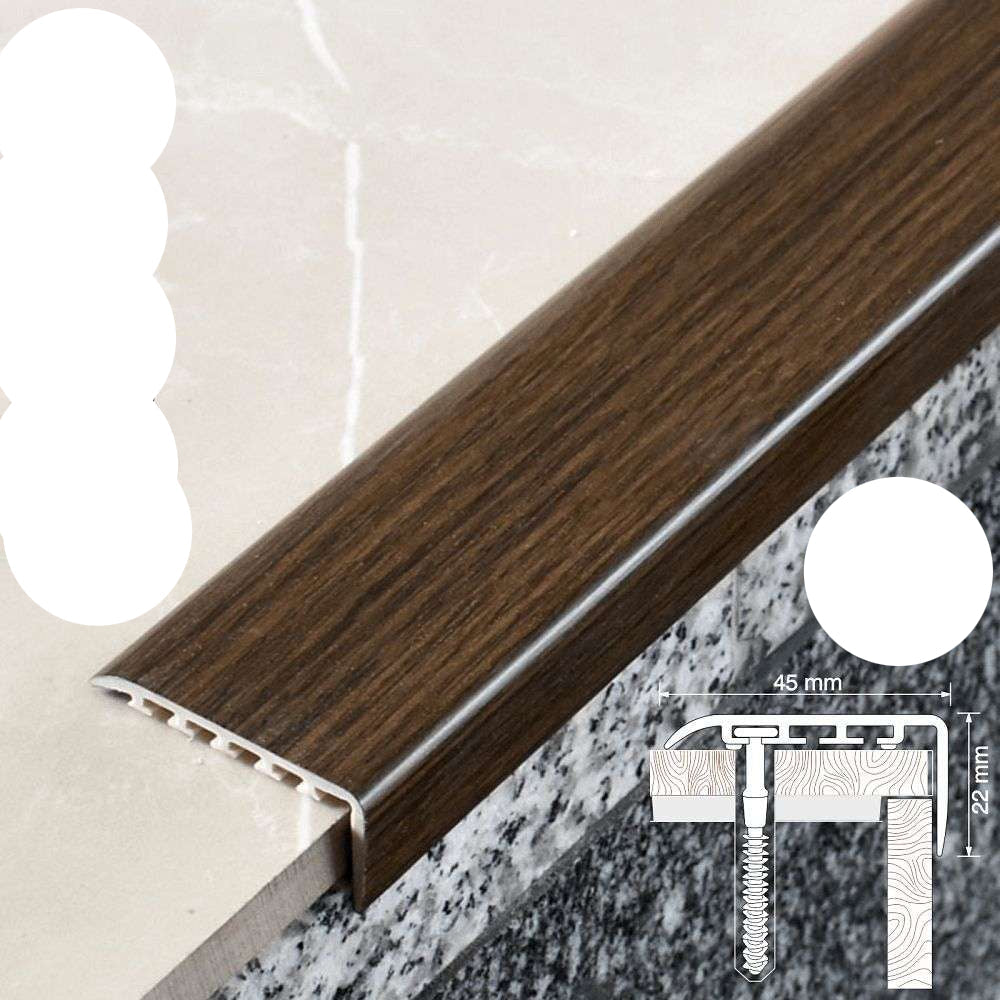 45x22mm Wood Effect PVC Stair Nosing – UPVC Edge Trim for Safe Step Protection Venge 0P 1.0m