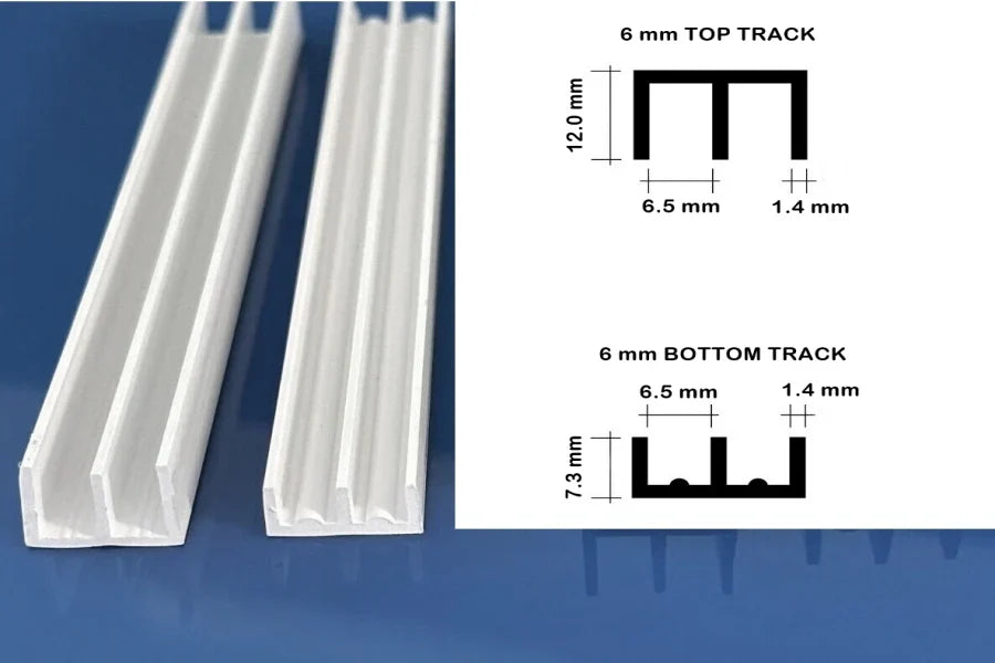 Vivarium Top & Bottom Double Channel Glass Runners Track