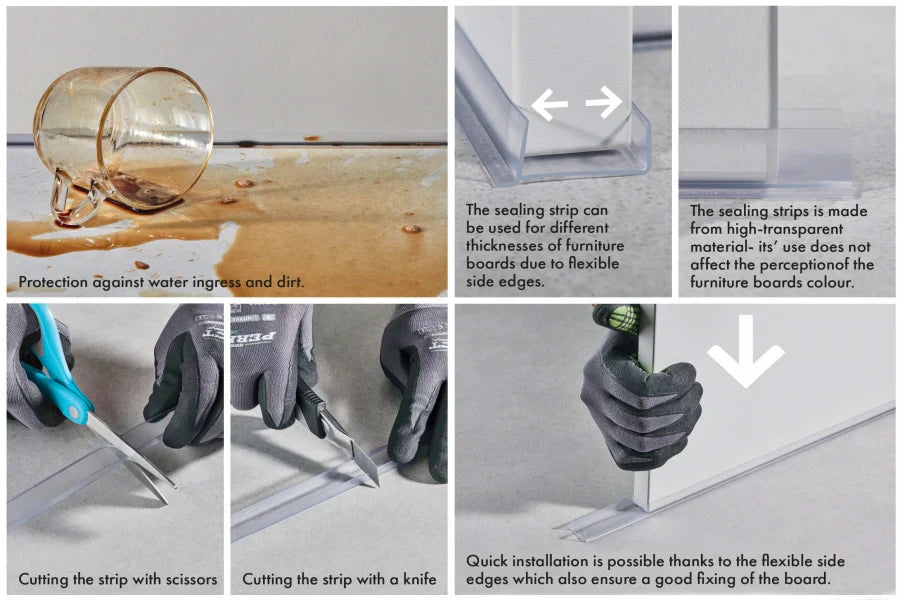 White Kickboard Trim MDF Panel Cover PVC Plinth Sealing Strip